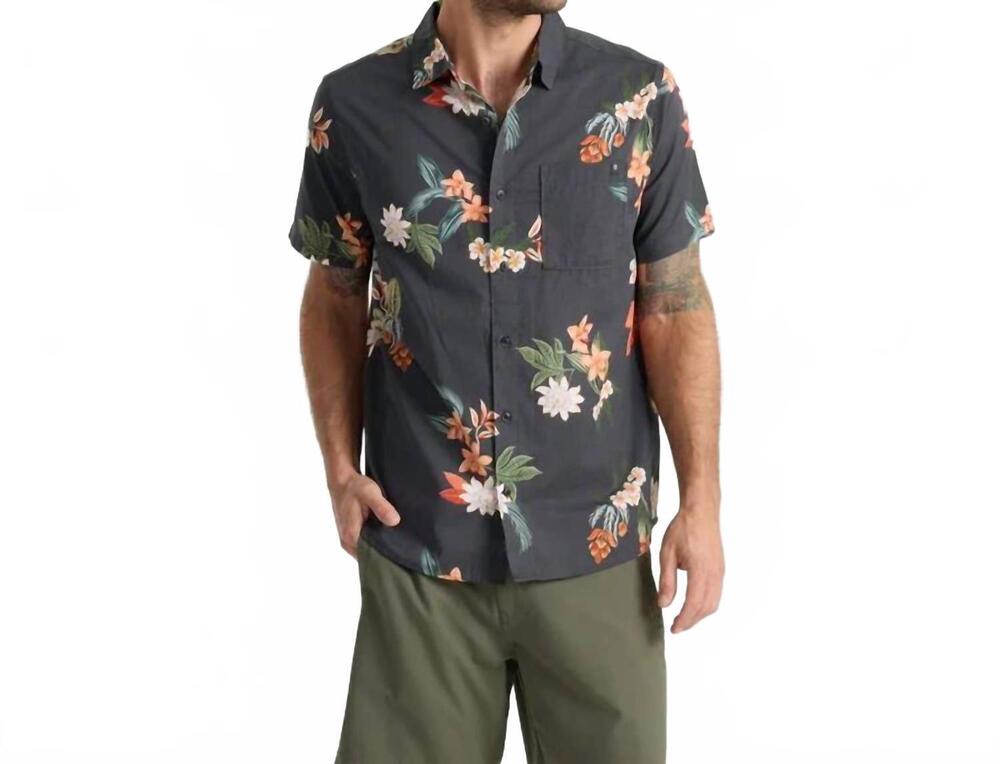 NEW ROARK journey short sleeve button up shirt in onyx floral
